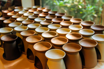 High angle view of coffee beans on table