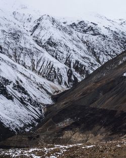 Scenic view of snowcapped mountains during winter