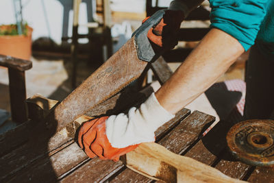 Man working on wood