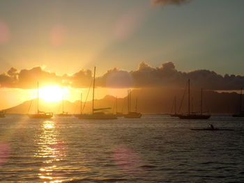 Scenic view of sunset over sea