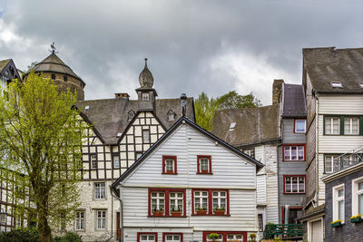 Church on markt square in monschau city center, germany