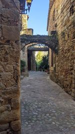 Narrow alley amidst buildings against sky