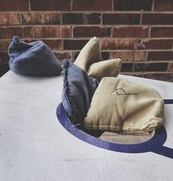 High angle view of sleeping lying on wall