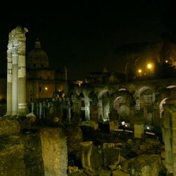 Architectural columns at night