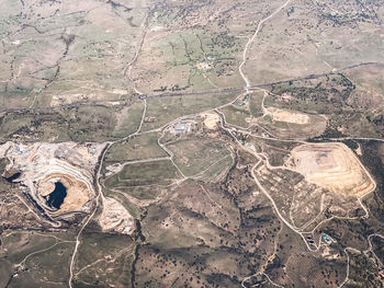 High angle view of rock on land