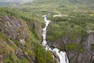 Scenic view of waterfall