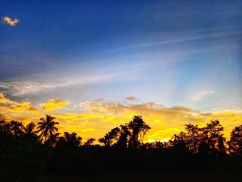 Low angle view of silhouette trees against sky during sunset