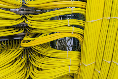 Close-up of yellow cables