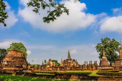 Panoramic view of temple building against sky