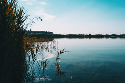 Scenic view of lake against sky