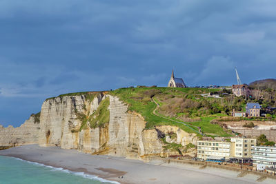 Natural cliffs on alabaster coast normandy in etretat, france