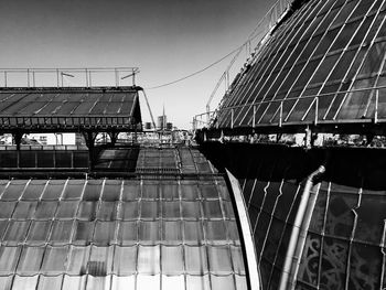 Low angle view of buildings against clear sky