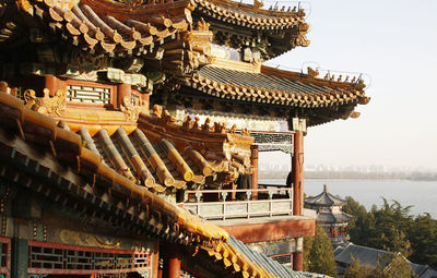 Panoramic view of temple building against clear sky