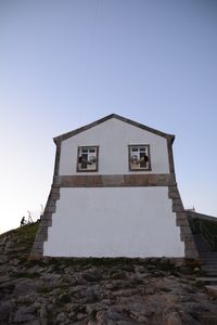 Low angle view of built structure against clear sky