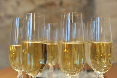 Close-up of wine glass on table