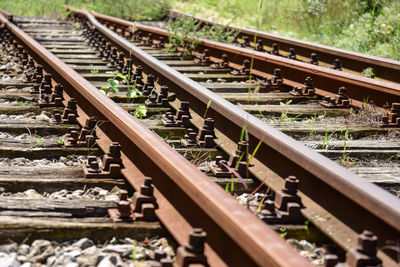 High angle view of railroad tracks