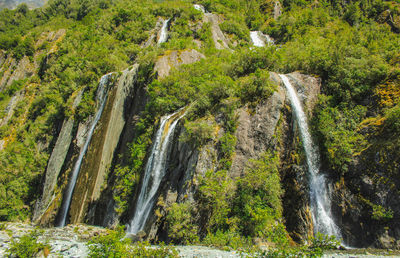 Scenic view of waterfall in forest