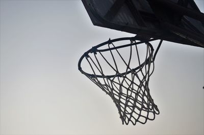 Low angle view of basketball hoop against clear sky