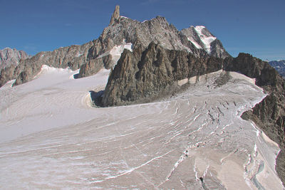 Rock formations on landscape against clear sky