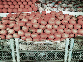 High angle view of vegetables for sale in market