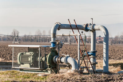 Electric motor pump on agriculture field