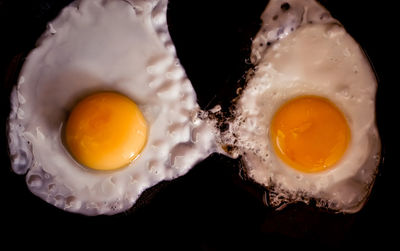 High angle view of egg in frying pan