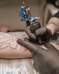 Close-up of tattoo process