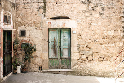 Closed door of old building