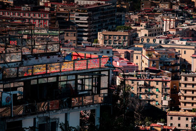 Summer sunset panoramic city view of napoli, italy