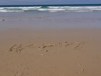 Text on sand at beach