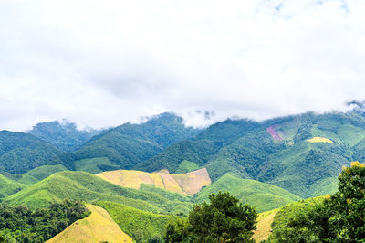 Scenic view of mountains against sky