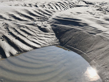 High angle view of sandy beach