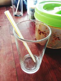 High angle view of drink on table