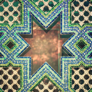 Digital composite image of tiled floor