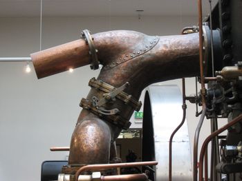 Close-up of old machine part in museum
