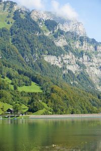 Scenic view of lake and mountains