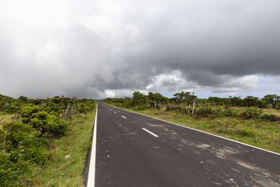 Road amidst green landscape against sky