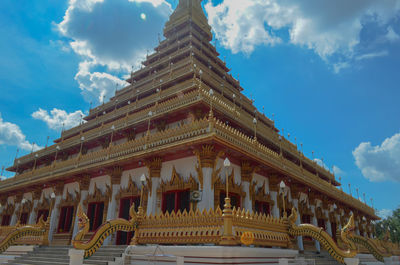 Low angle view of temple building against sky