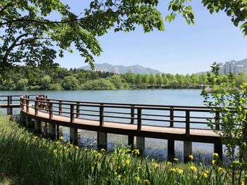 Scenic view of lake against sky