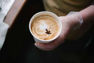 High angle view of coffee cup