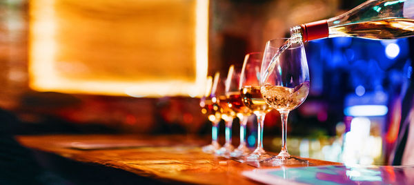 Close-up of wine in glass on table