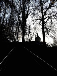 Low angle view of bare trees against sky