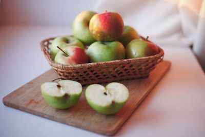 Close-up of apples on table