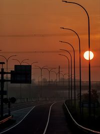 High angle view of road at sunset