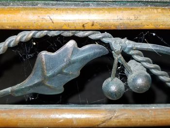 Close-up of rusty chain on snow