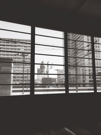 View of building through window