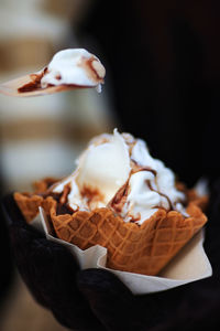 Close-up of ice cream cone