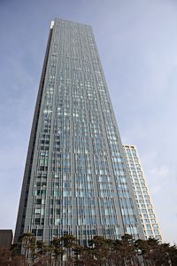 Low angle view of modern building against sky