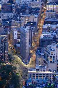 High angle view of buildings in city