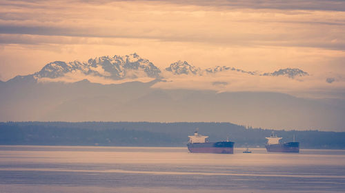 Scenic view of sea against sky during sunset,sea shipping